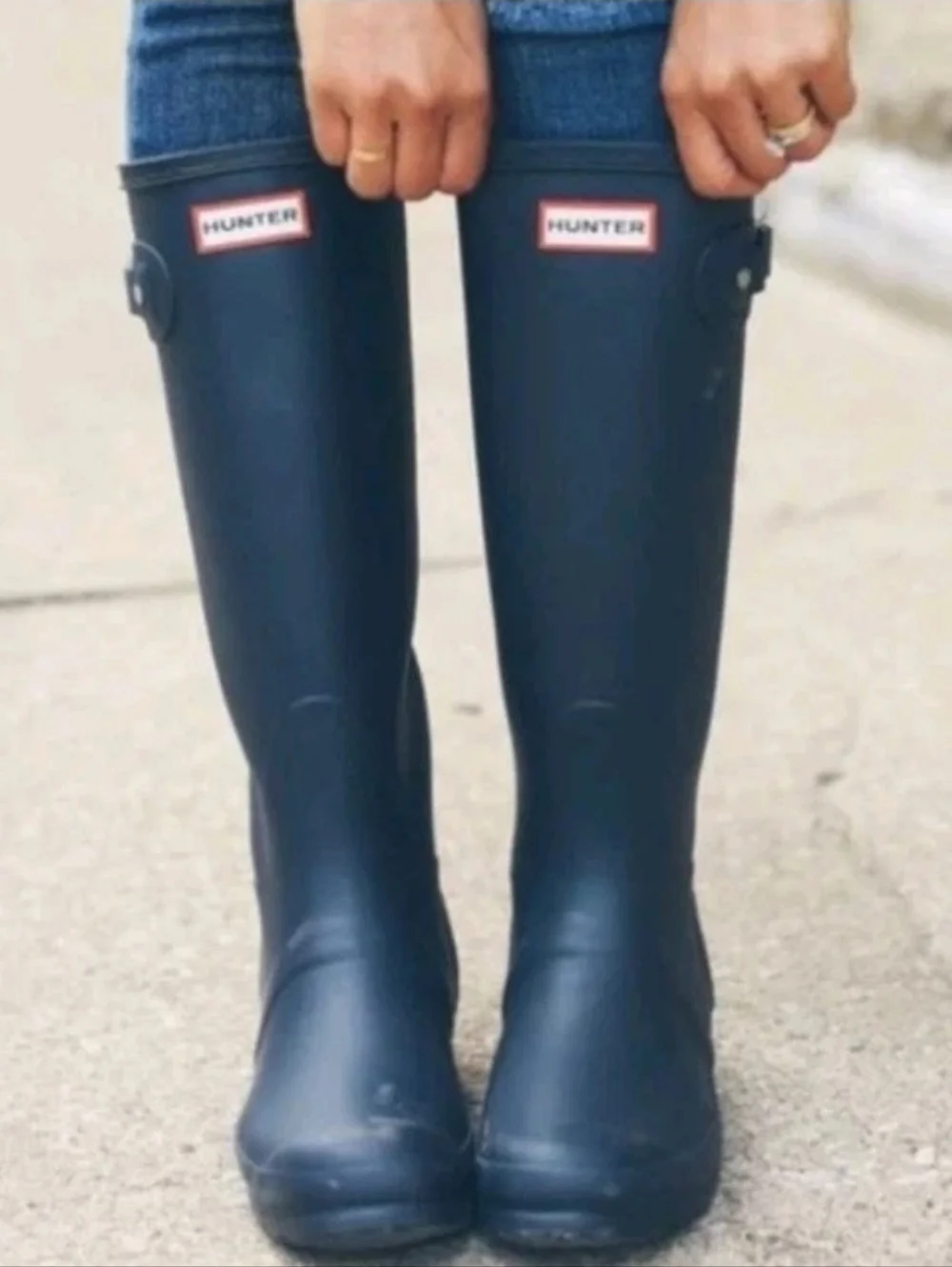 HUNTER Original TALL matte NAVY Blue BOOTS rainboots womens  US  6.5 - Picture 2 of 5
